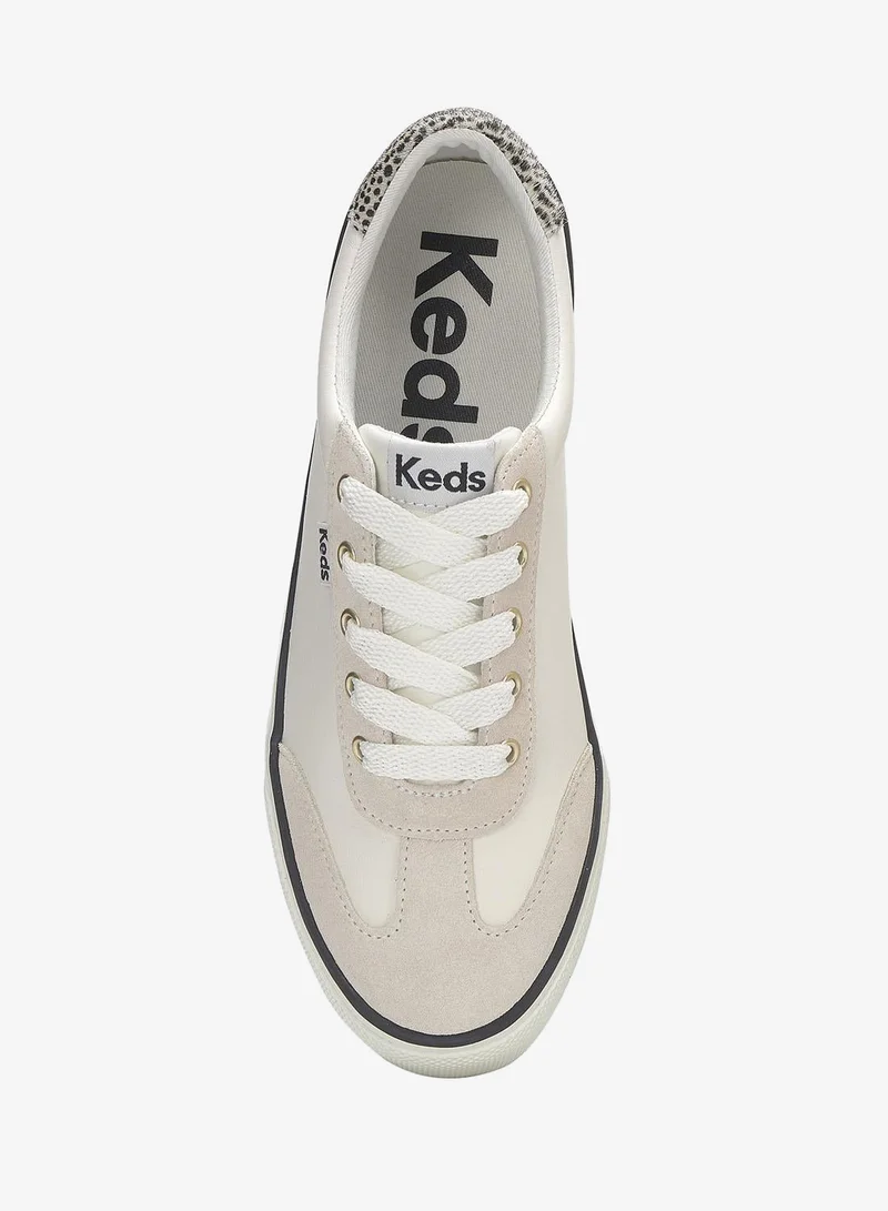 Keds Snow White/Cream Blk Keds Women's Keds Women's Jump Kick T-Toe Lace Up Leather Casual Sneaker Cream for Women | Best Price UAE